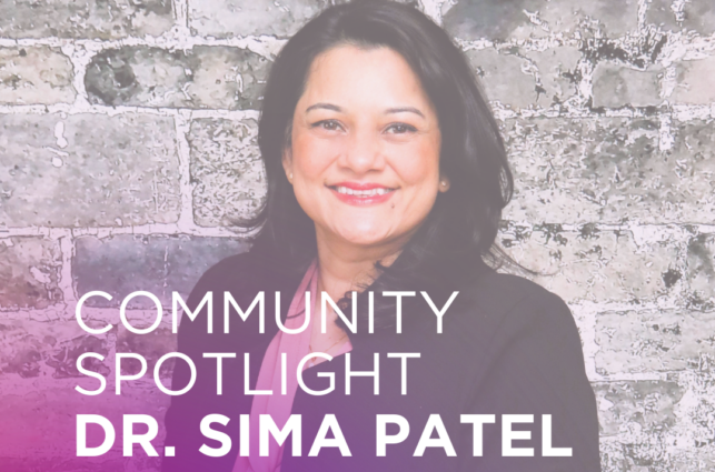 Picture of Dr. Sima Patel with overlay of white text on purple fade saying In this Neurologist and Epilepsy Specialist, Dr. Sima Patel shares her journey in epilepsy care, her passion for expanding access, and how her work with EFMN supports patients and families across Minnesota.